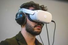 An attendee using the VR app. Photo Credit: Paul Sharp